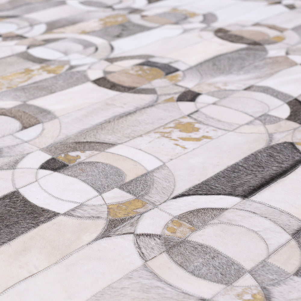 Curvo Gray & Gold Art Hide Rug, Cocolea, , ,