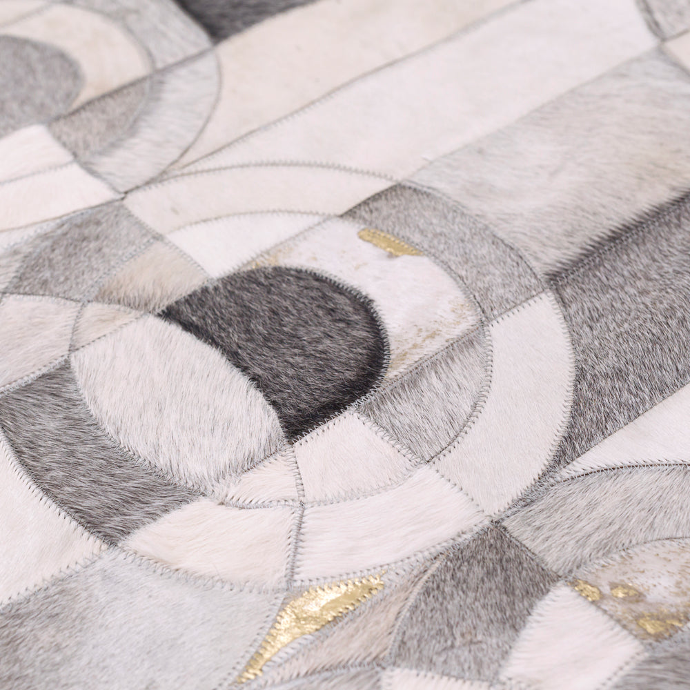Curvo Gray & Gold Art Hide Rug, Cocolea, , ,