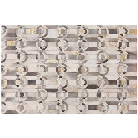 Curvo Gray & Gold Art Hide Rug, Cocolea, , ,