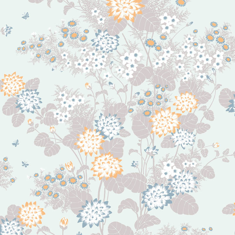 Chinese Floral wallpaper in Nullarbor by Natty & Polly, full pattern view