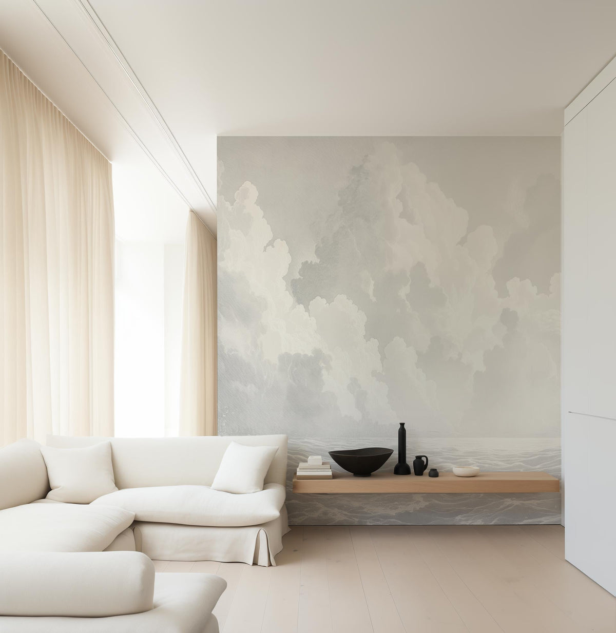 Printed wall mural example: Coastal Clouds by Olive et Oriel