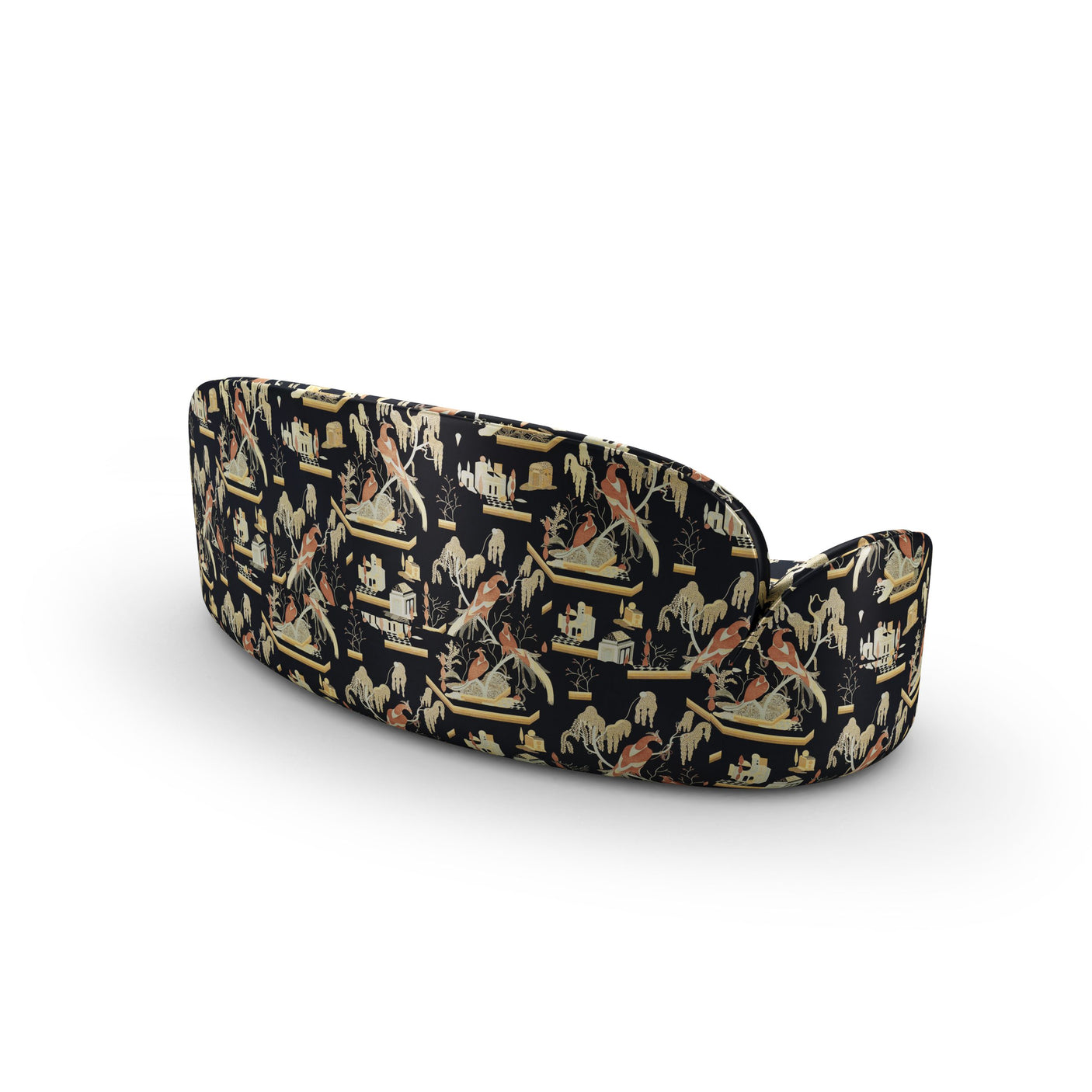 Strings Sofa - Plush Black-Beige Jacquard Fabric, Cocolea, , ,