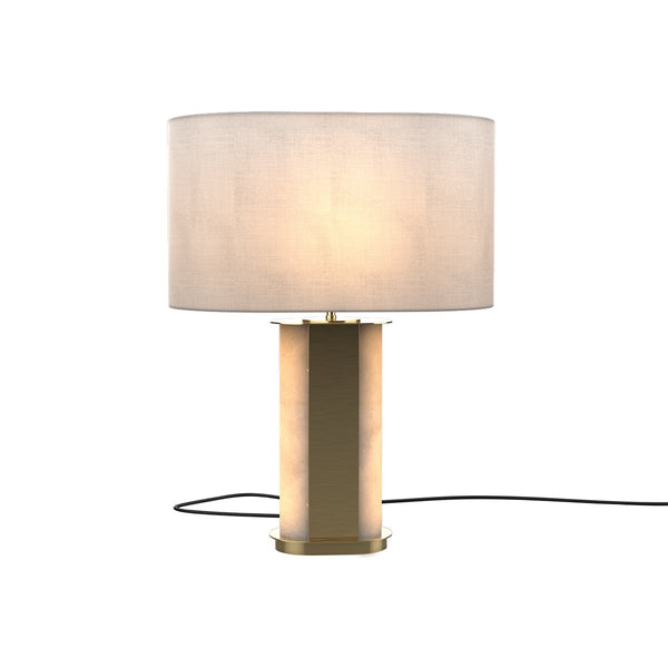 Lumare Sculpted Alabaster Table Lamp with Linen Shade, Maison Debrah, , ,