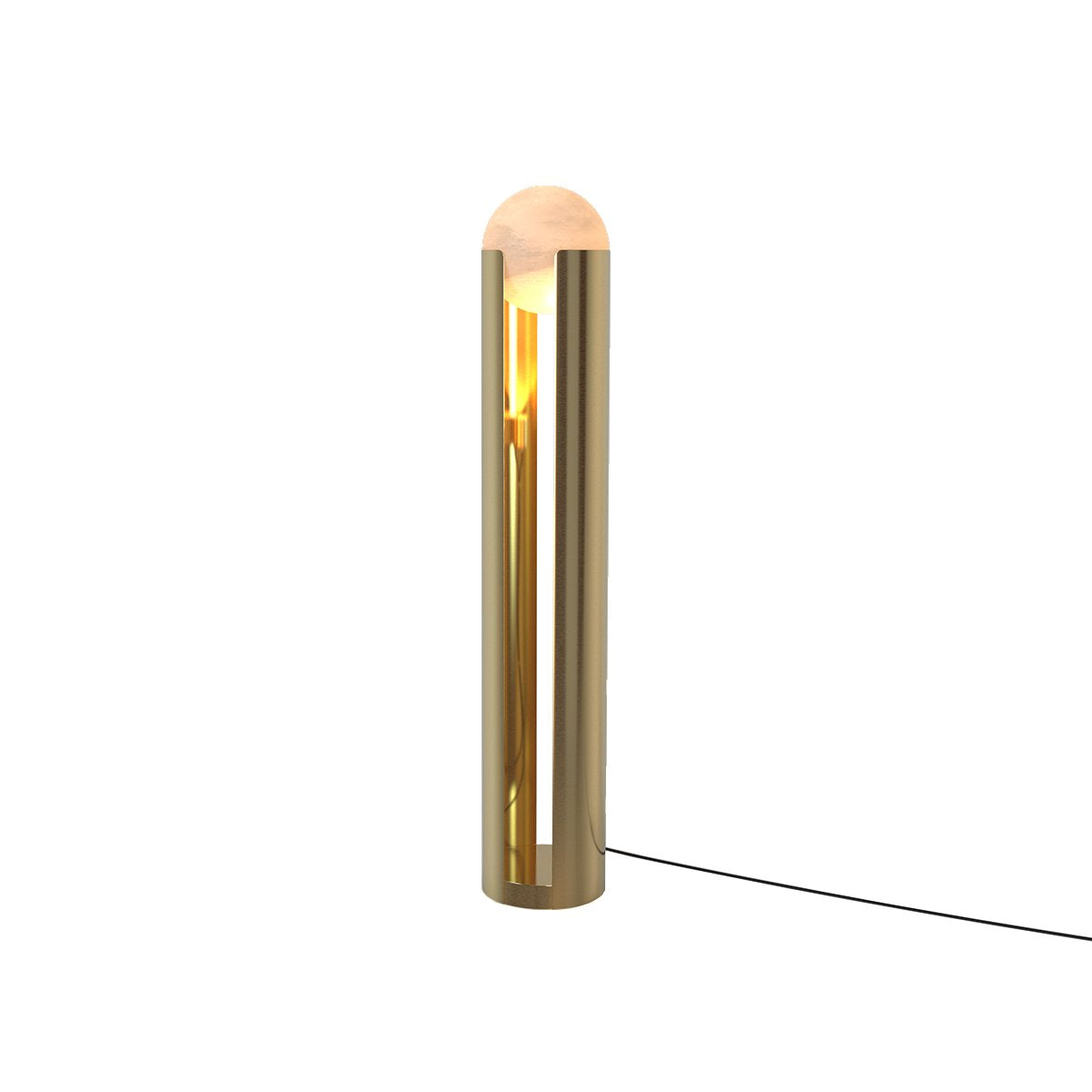 Maison Debrah Serano tall alabaster and steel floor lamp on a round base