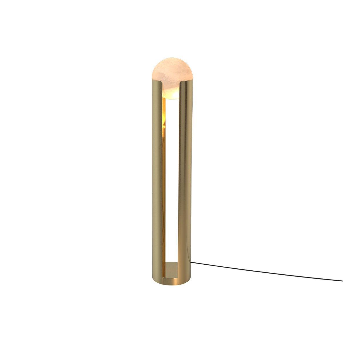 Maison Debrah Serano tall alabaster and steel floor lamp on a round base — view 2