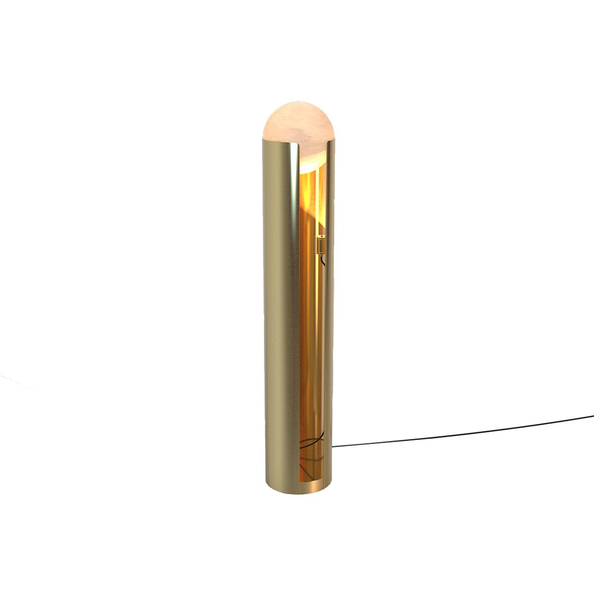 Maison Debrah Serano tall alabaster and steel floor lamp on a round base — view 3