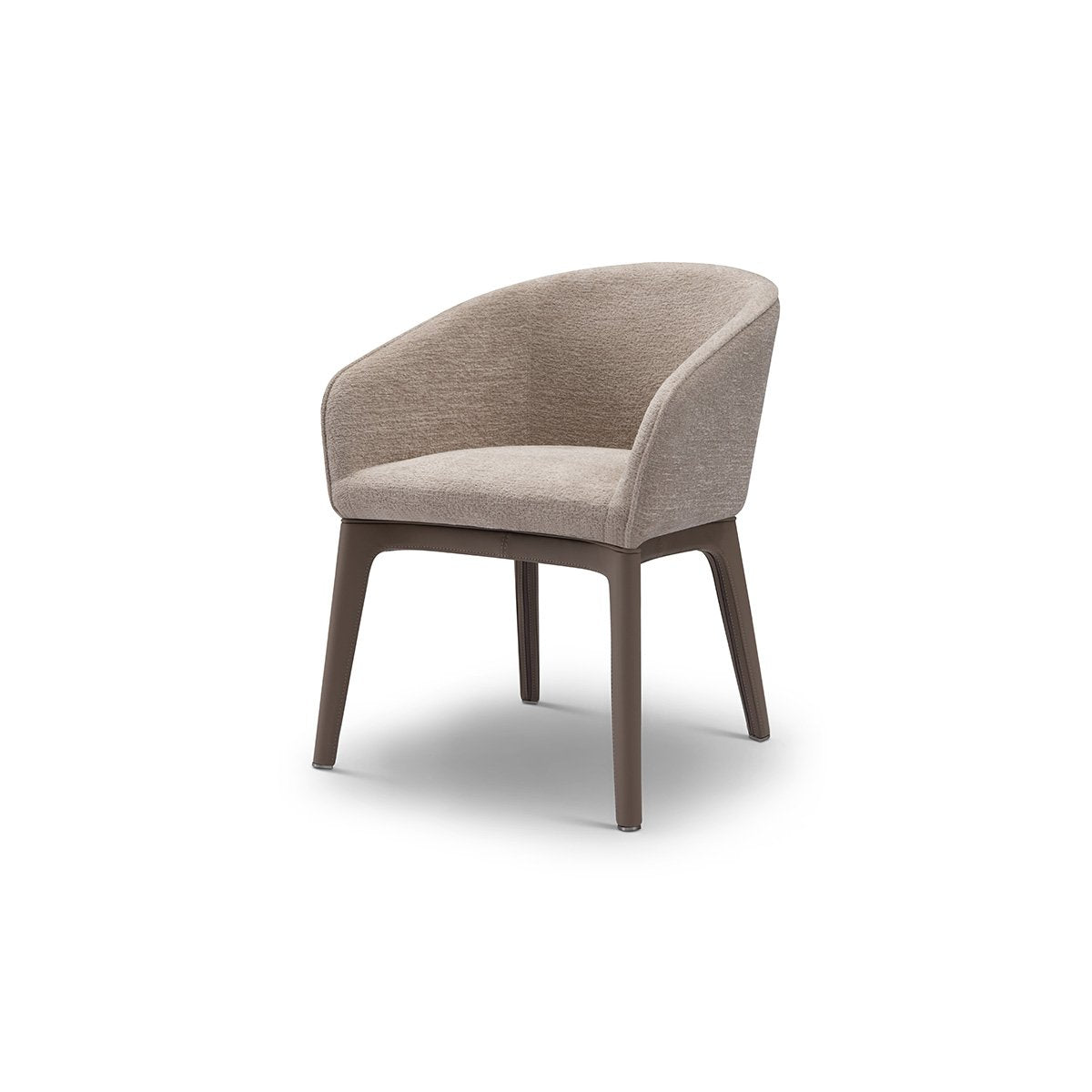 Orelis Barrel Back Dining Chair in Warm Taupe on Black Steel Legs, Maison Debrah, , ,