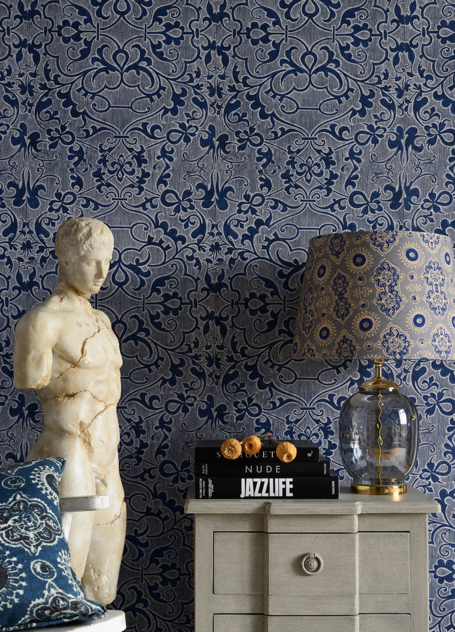 Deco Trellis wallpaper by Natty & Polly, full pattern view