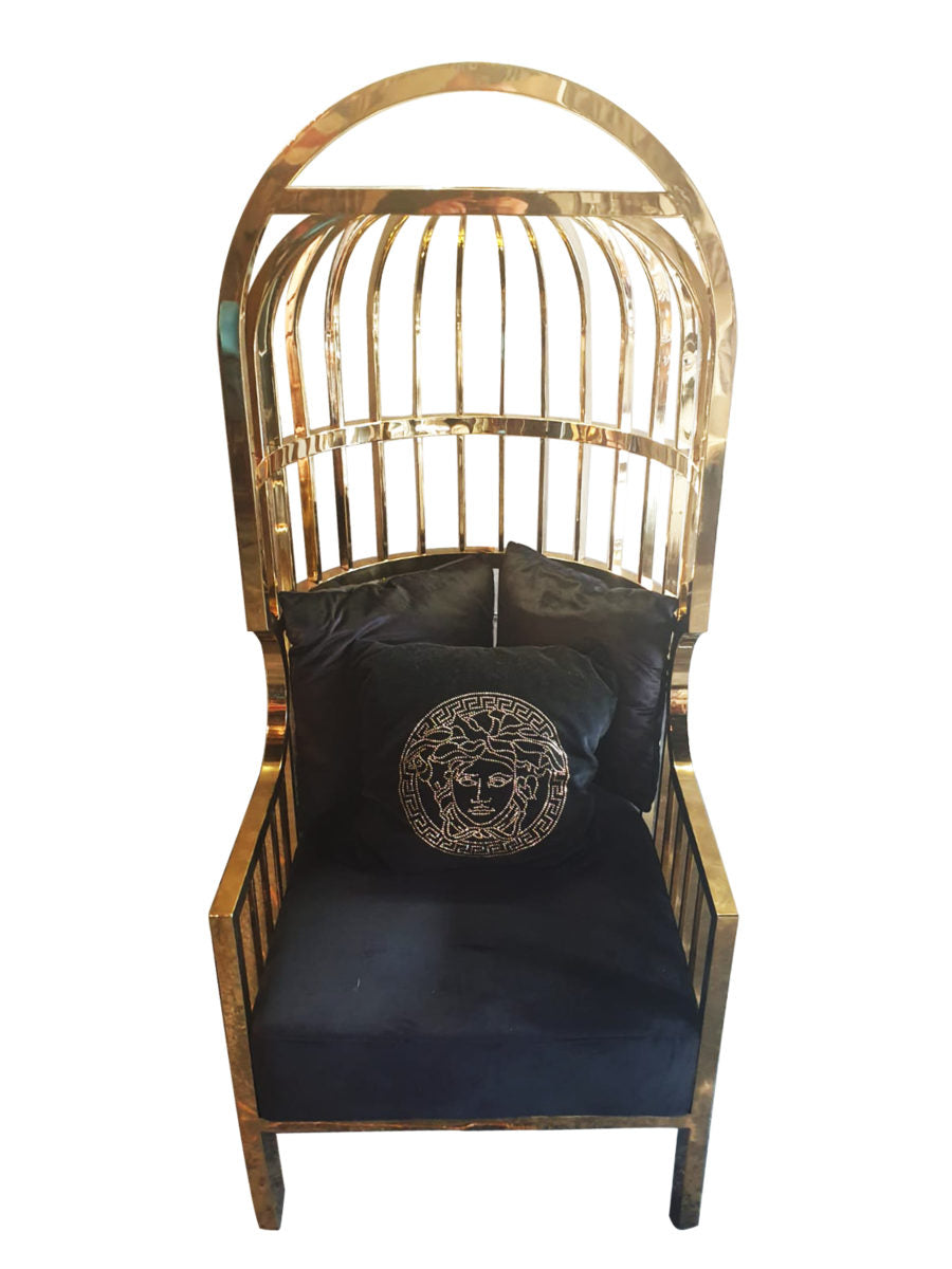 Louis Velvet and Gold Birdcage Chair, Cocolea, , ,