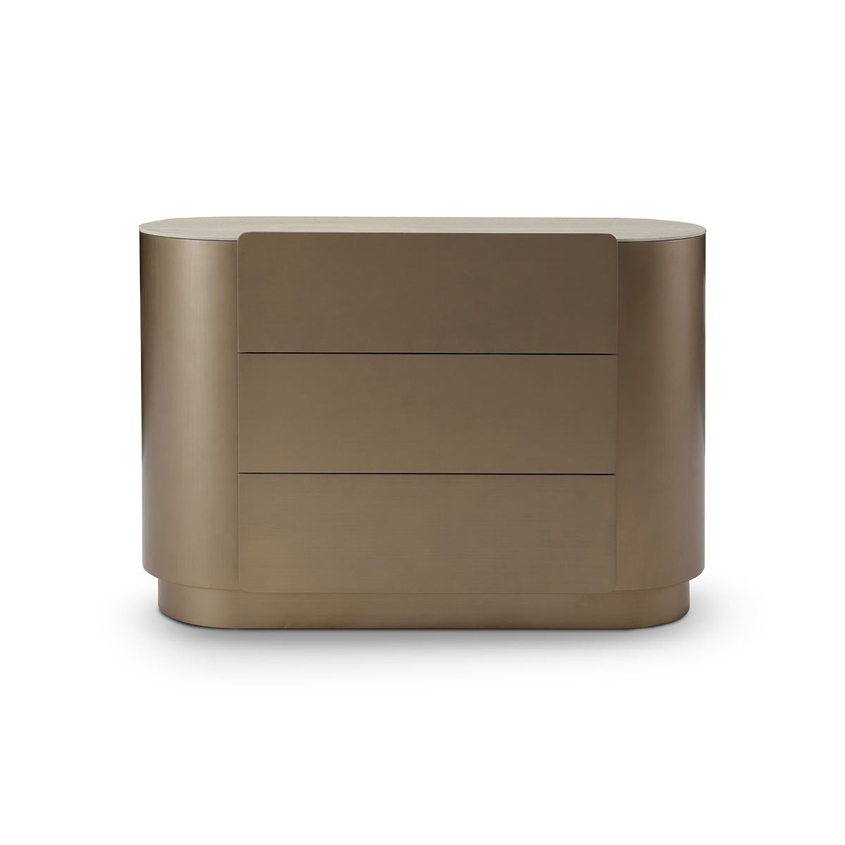 Maison Debrah Zerin wide low cabinet with white ceramic top and brass metallic body