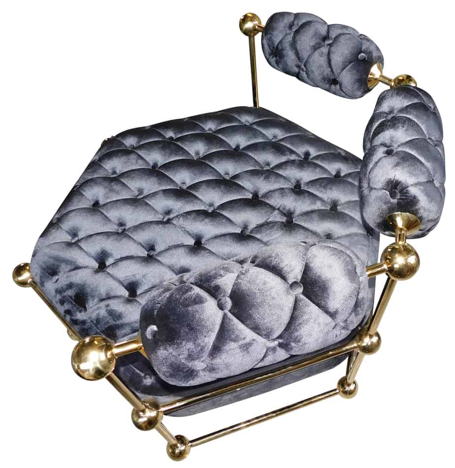 Ivana Velvet and Gold Luxury Leisure Armchair, Cocolea, , ,