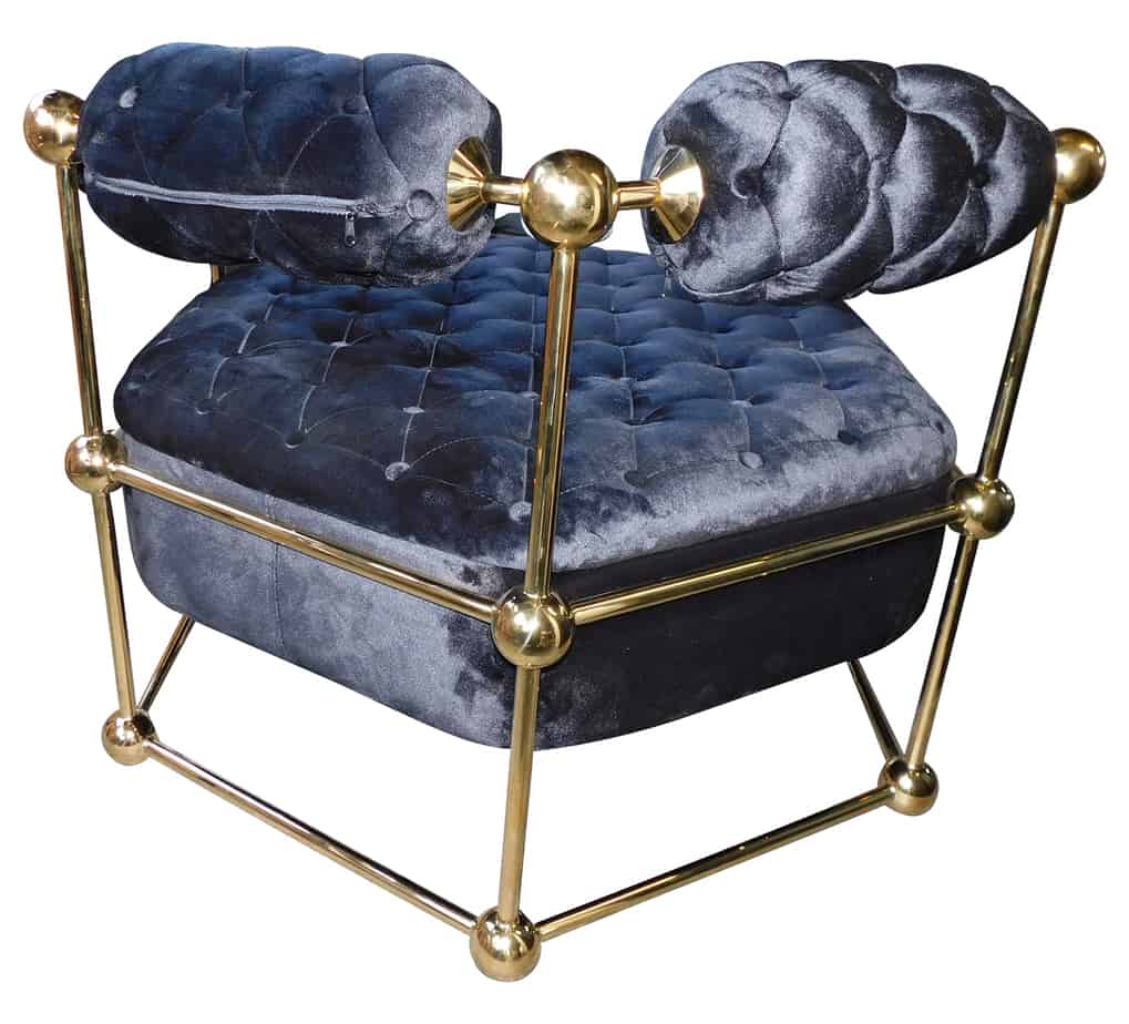 Ivana Velvet and Gold Luxury Leisure Armchair, Cocolea, , ,