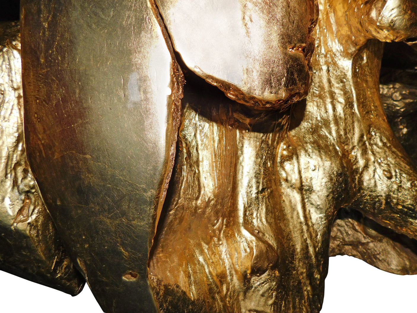 Aurum Gold Leaf Teak Coffee Table - Round, Cocolea, , ,