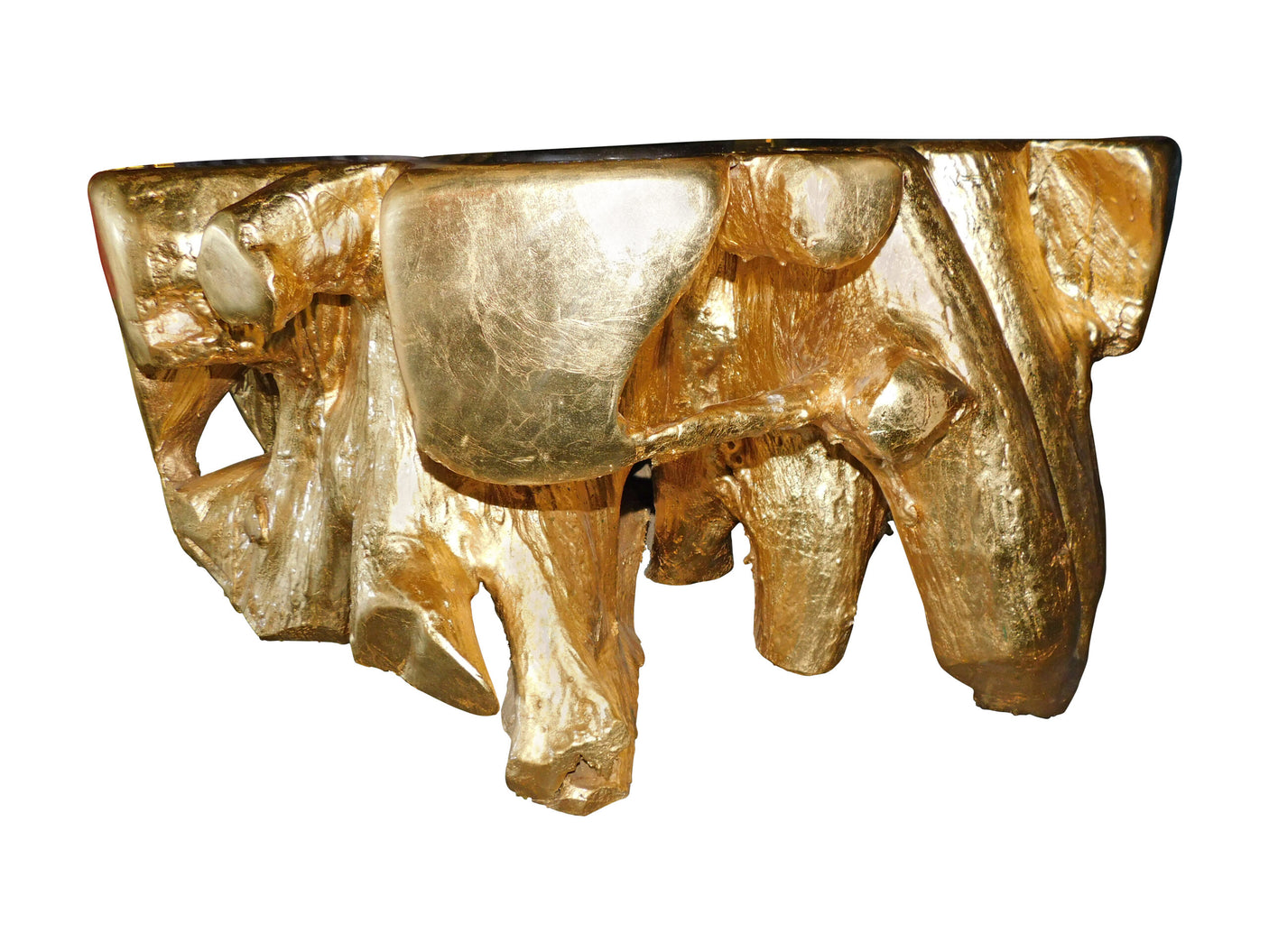 Aurum Gold Leaf Teak Coffee Table - Round, Cocolea, , ,