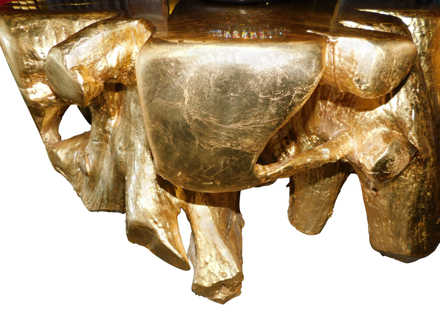 Aurum Gold Leaf Teak Coffee Table - Round, Cocolea, , ,