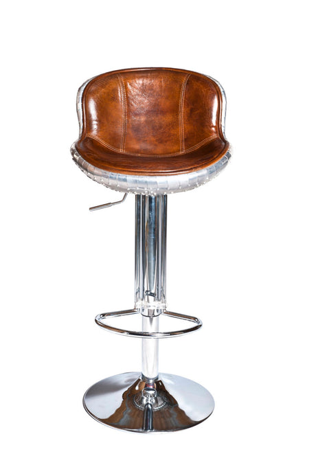 The Baron X2 Aluminium and Brown Leather Bar Stool, Cocolea, , ,