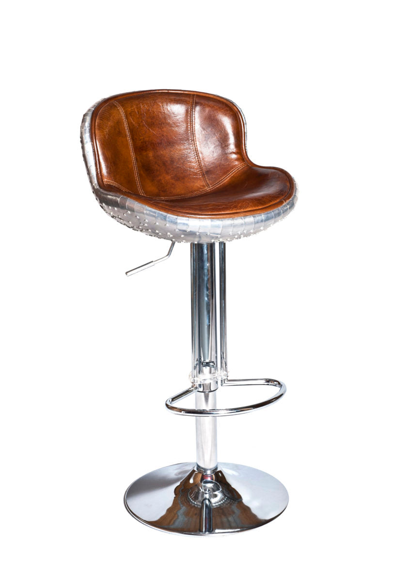 The Baron X2 Aluminium and Brown Leather Bar Stool, Cocolea, , ,