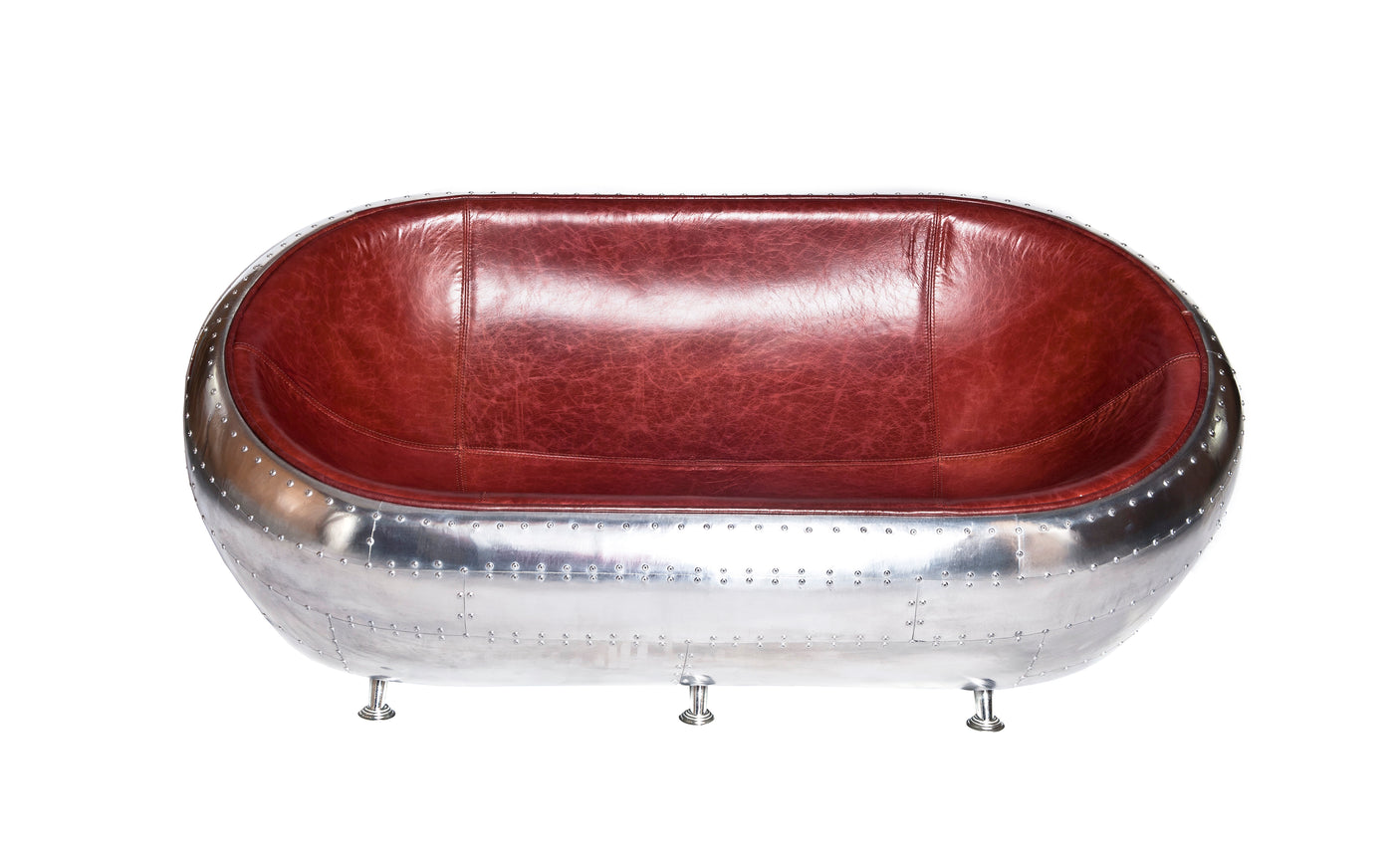 Gulfstream Aluminium and Leather Capsule Sofa, Cocolea, , ,