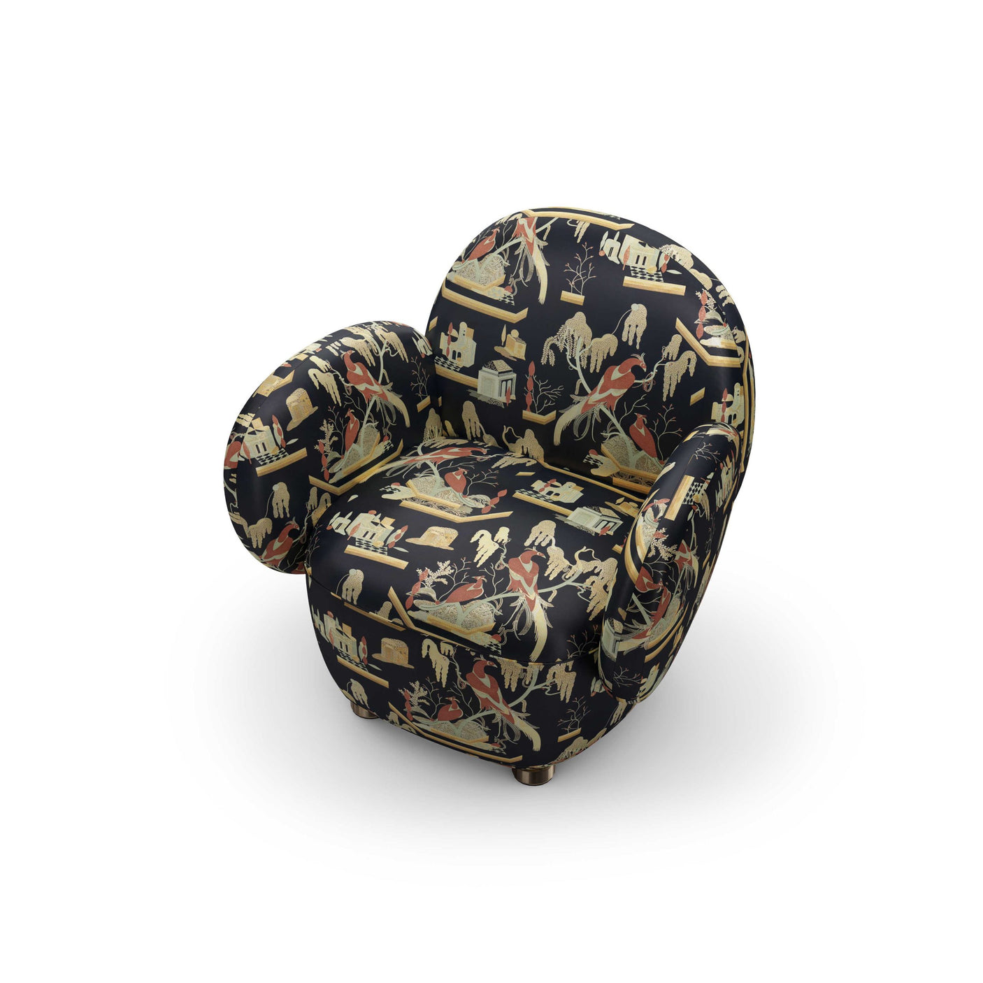 Dolce Armchair - Plush Black-Beige Jacquard Fabric, Cocolea, , ,
