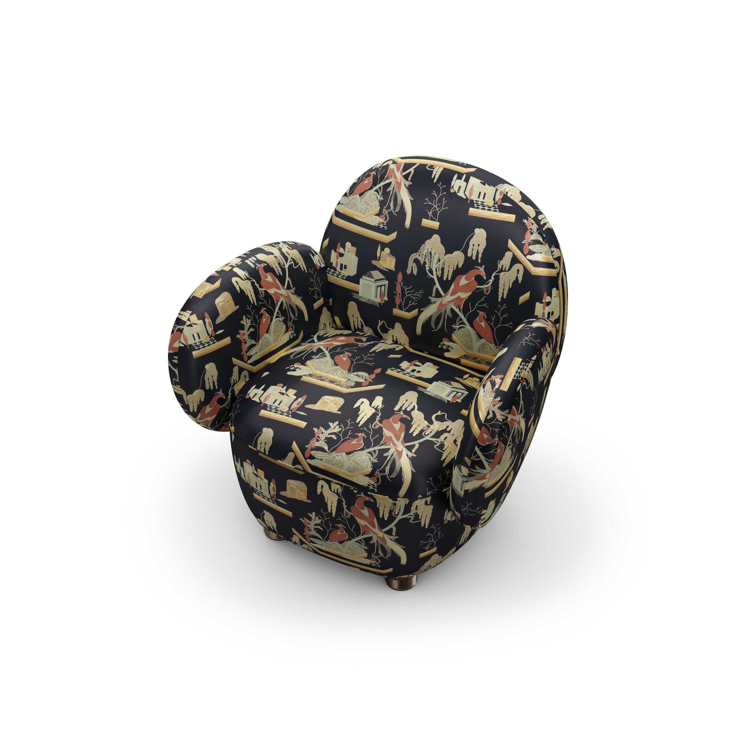 Dolce Armchair - Plush Black-Beige Jacquard Fabric, Cocolea, , ,