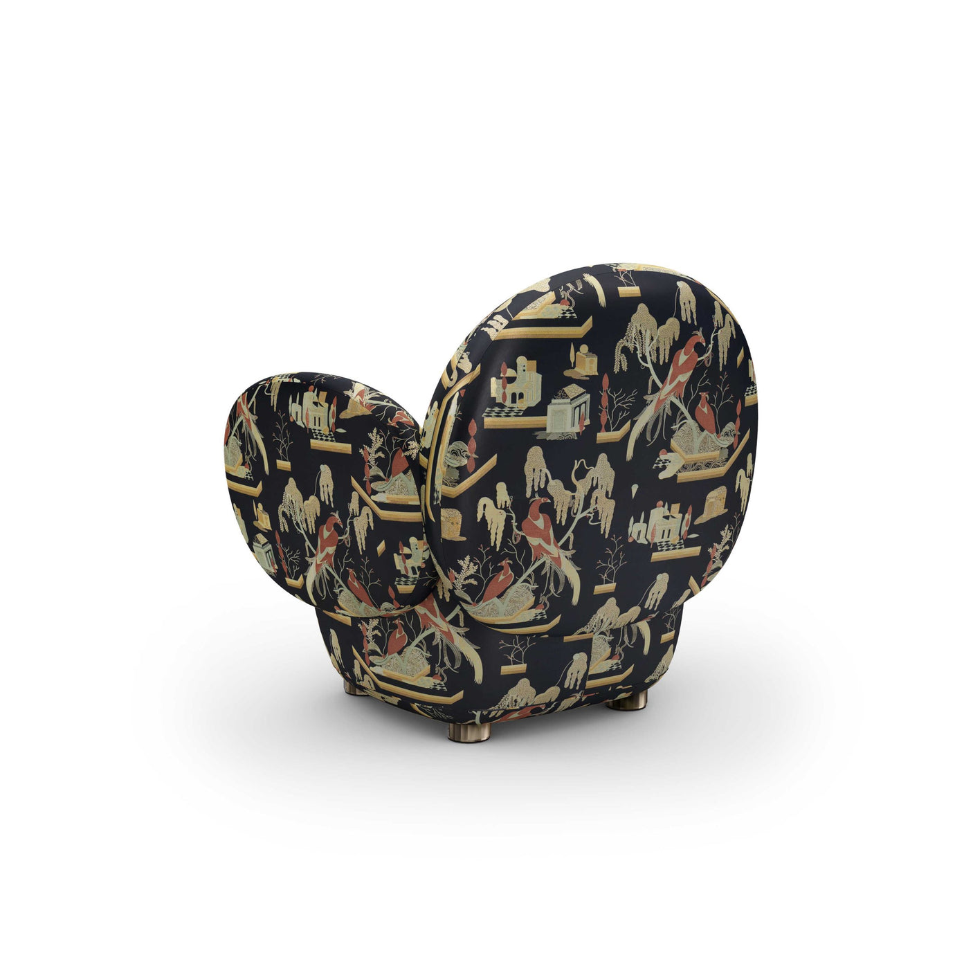 Dolce Armchair - Plush Black-Beige Jacquard Fabric, Cocolea, , ,