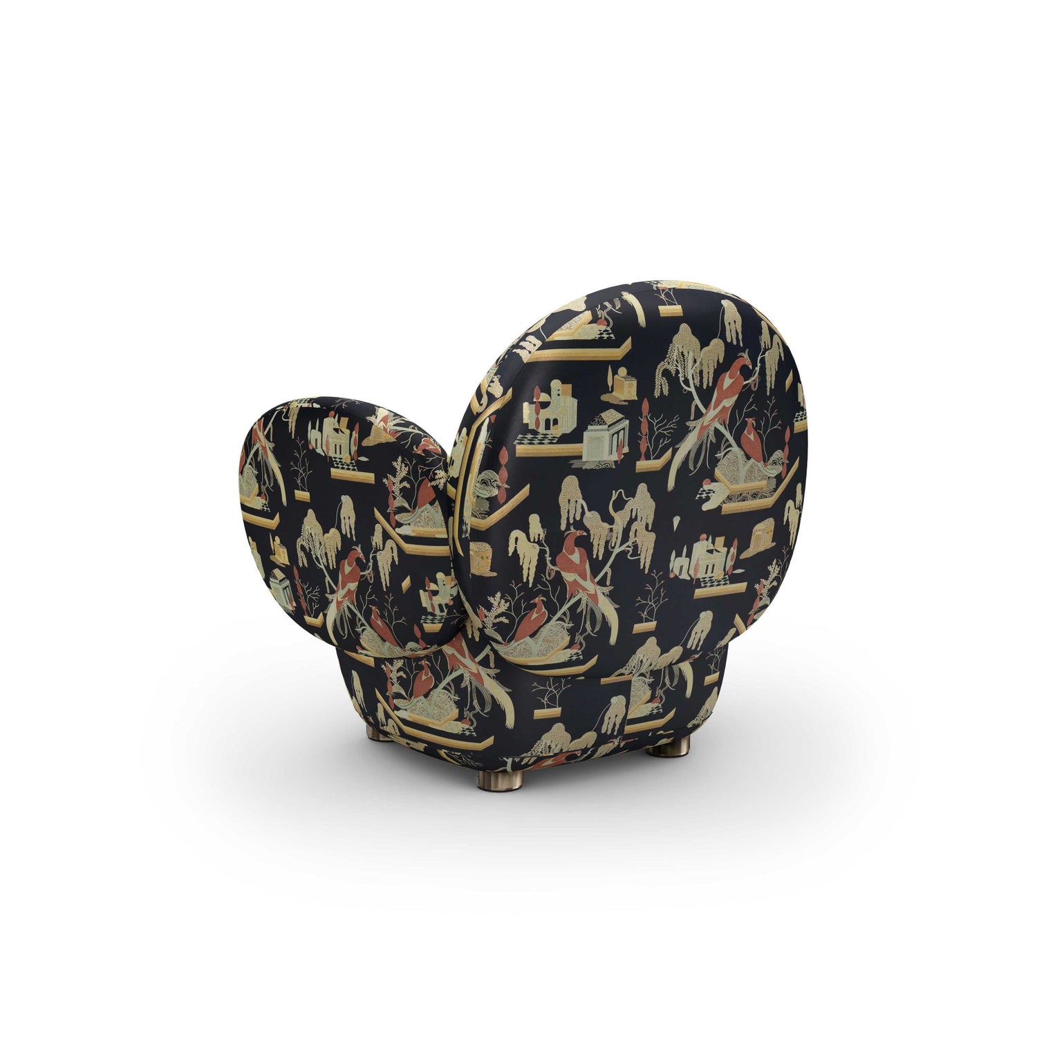 Dolce Armchair - Plush Black-Beige Jacquard Fabric, Cocolea, , ,