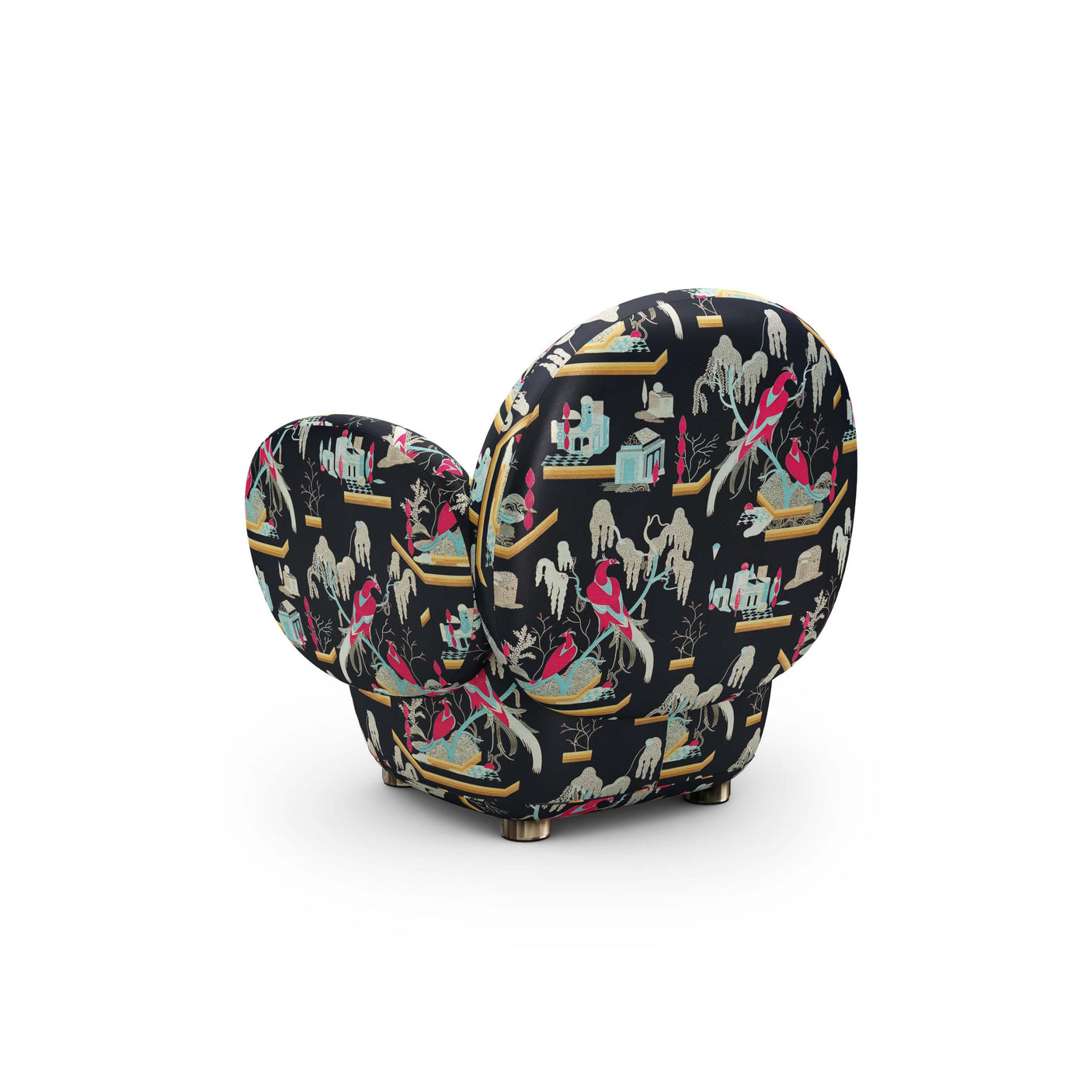 Dolce Armchair - Plush Black-Pink Jacquard Fabric, Cocolea, , ,