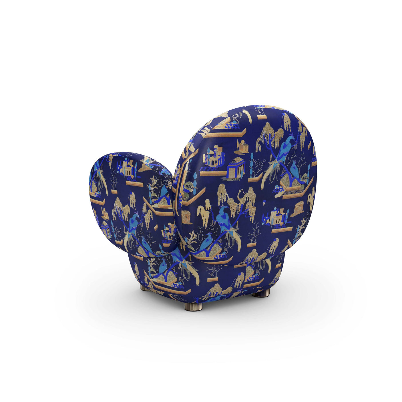 Dolce Armchair - Plush Blue Jacquard Fabric, Cocolea, , ,