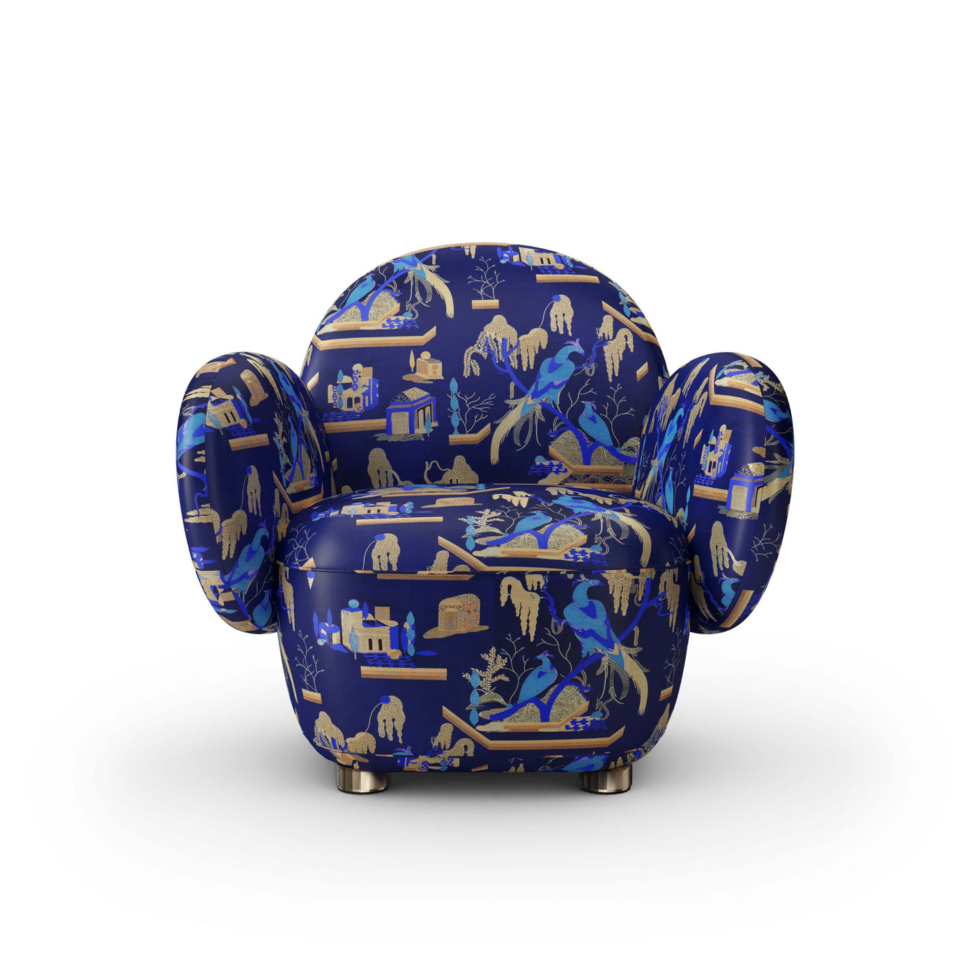 Dolce Armchair - Plush Blue Jacquard Fabric, Cocolea, , ,