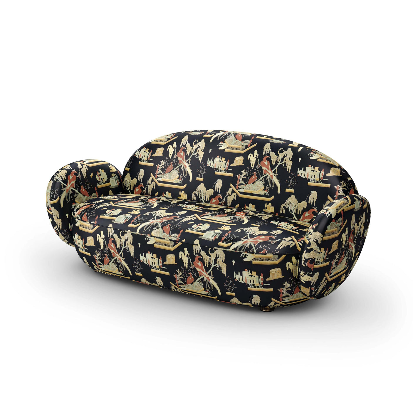 Dolce Sofa - Plush Black-Beige Jacquard Fabric, Cocolea, , ,