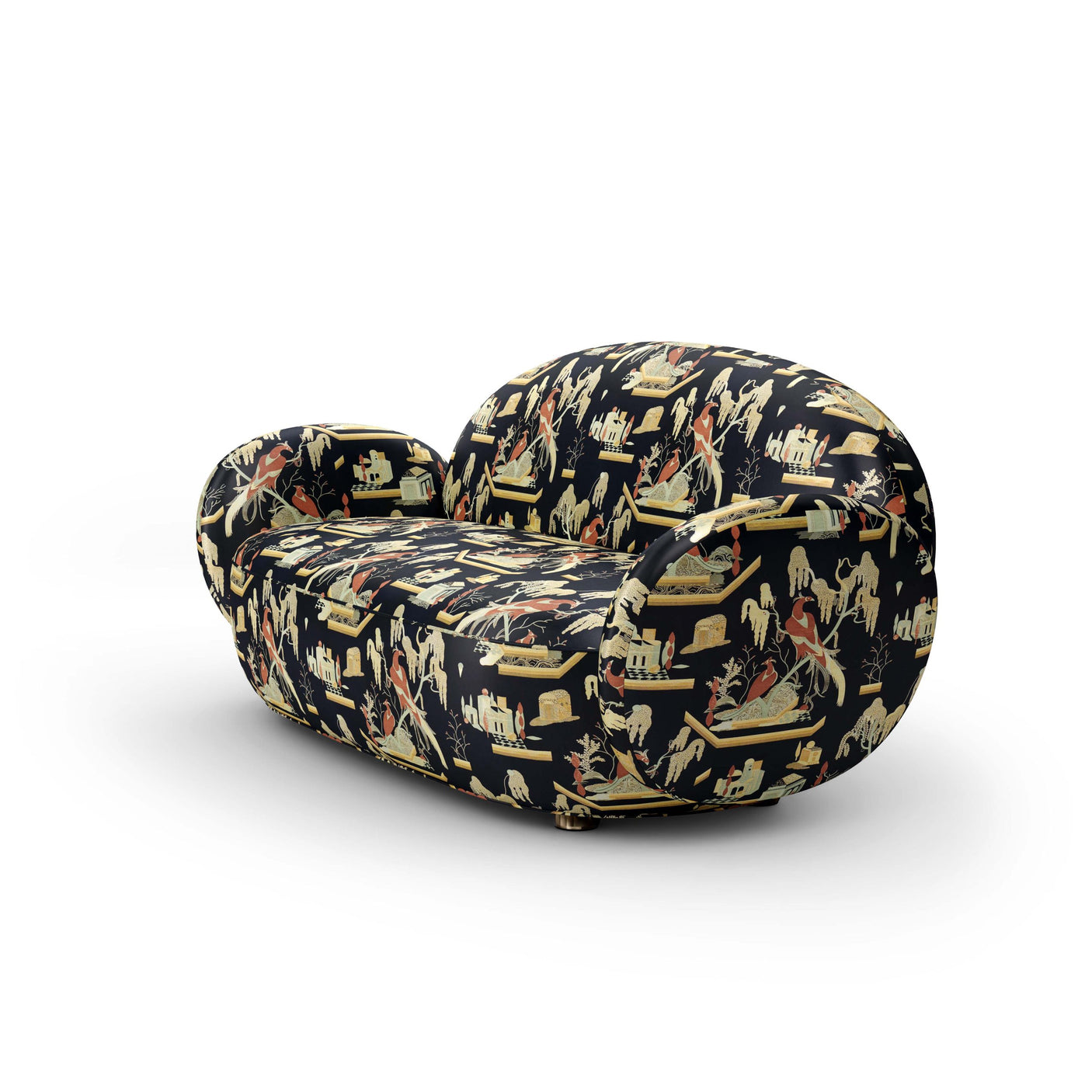 Dolce Sofa - Plush Black-Beige Jacquard Fabric, Cocolea, , ,