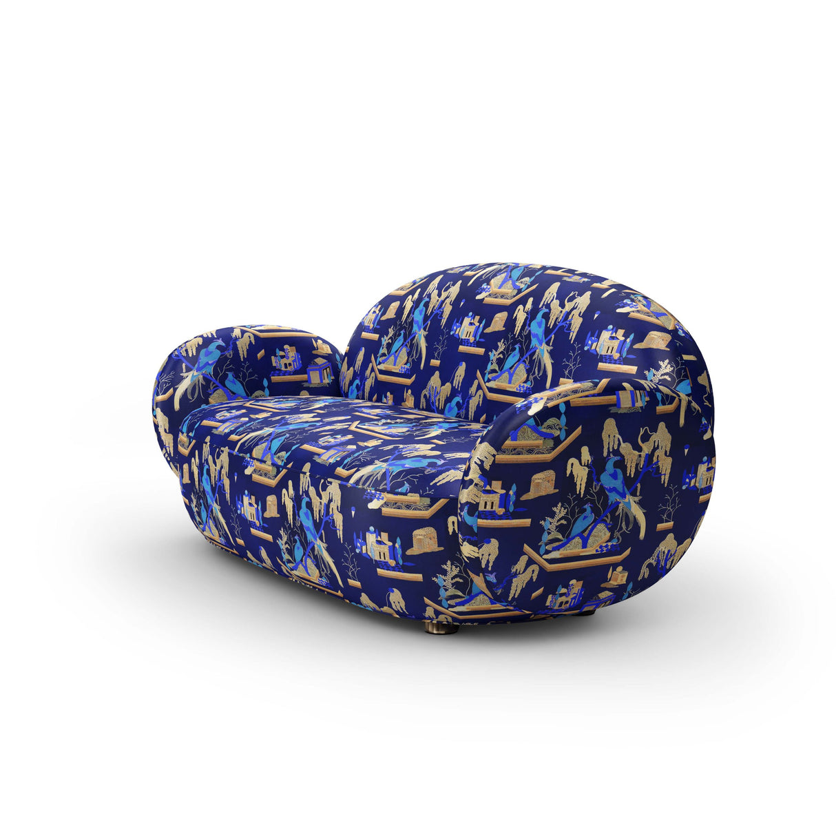 Dolce Sofa - Plush Blue Jacquard Fabric, Cocolea, , ,