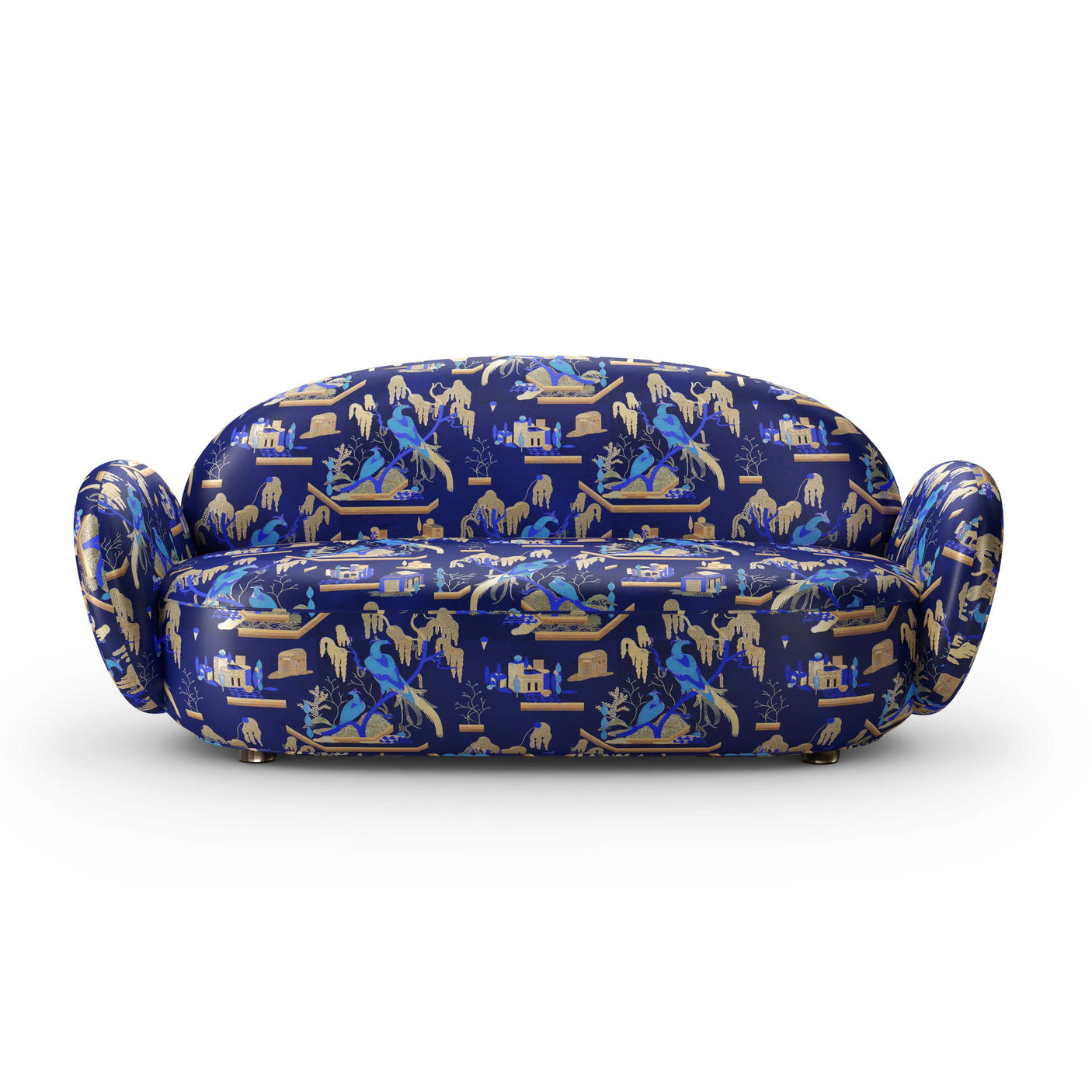 Dolce Sofa - Plush Blue Jacquard Fabric, Cocolea, , ,