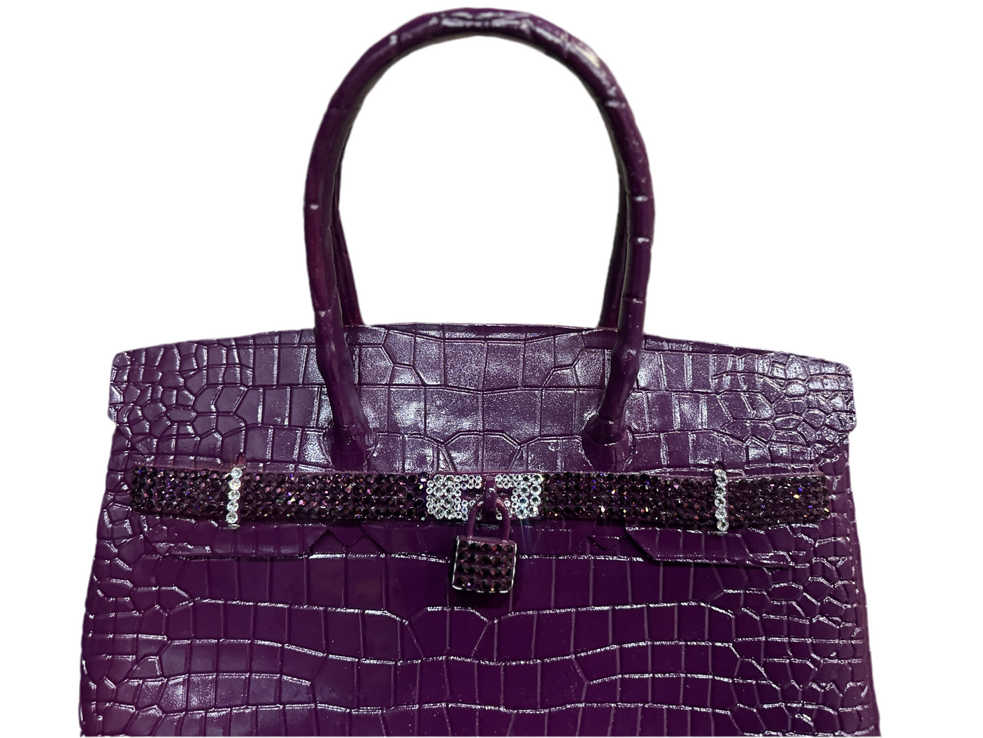 Luxury Birkin 40 Aubergine - Brass Handbag Sculpture with Swarovski Accents, Cocolea, , ,