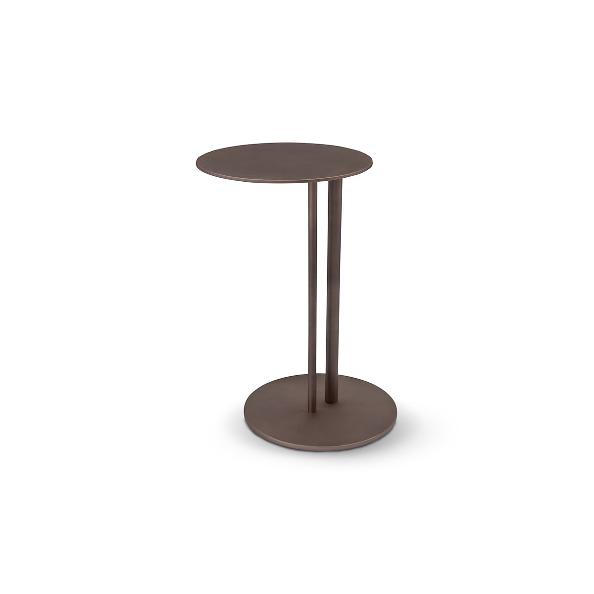 Maison Debrah Gravin small round brass side table with two slender stems on a circular base — view 2