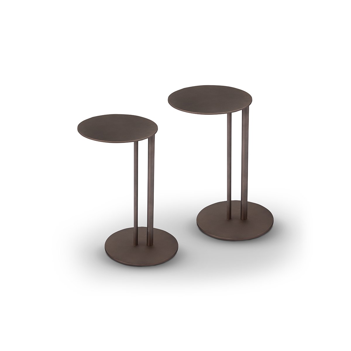 Maison Debrah Gravin small round brass side table with two slender stems on a circular base — view 4
