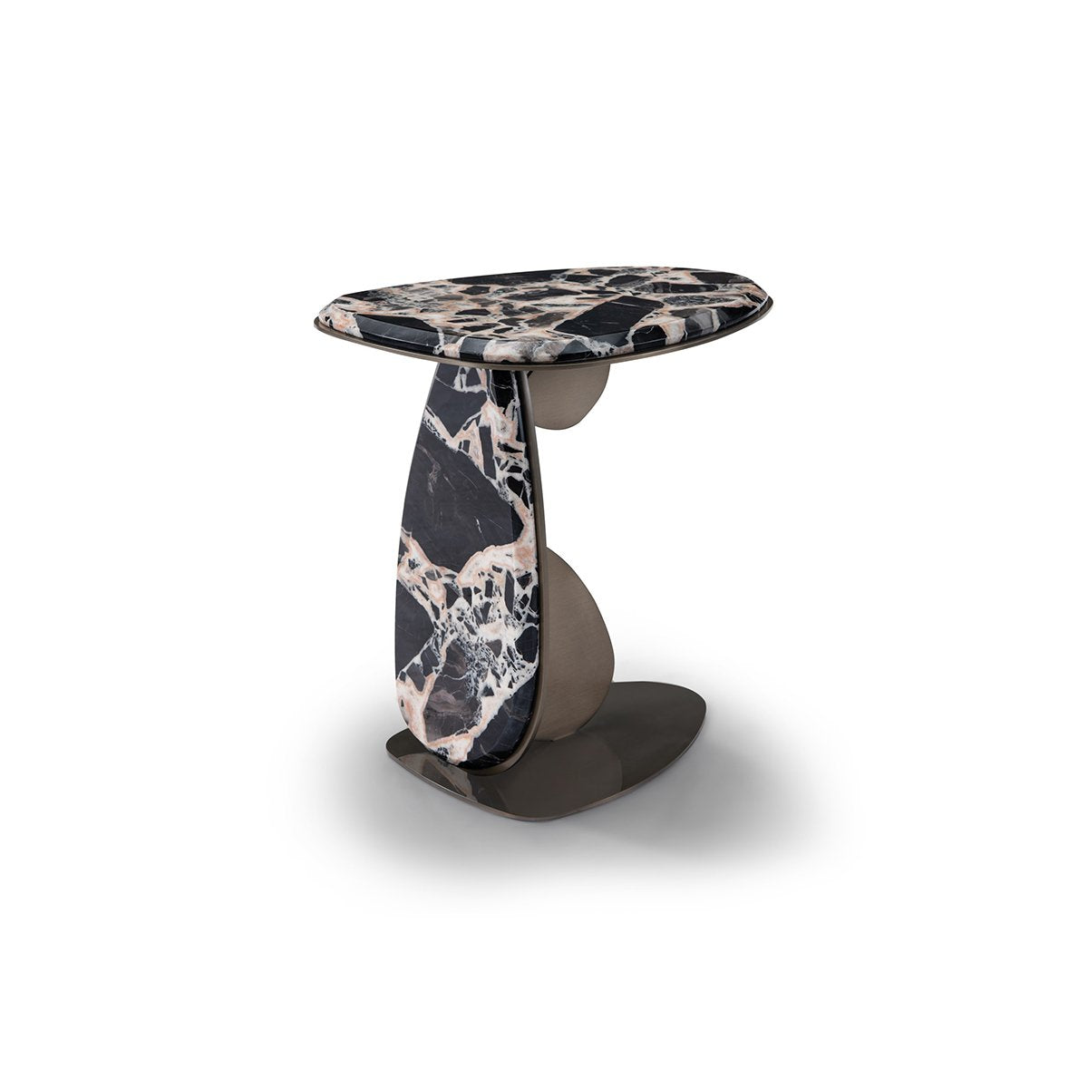 Maison Debrah Lille side table in Bvlgari black marble with brushed black nickel frame — view 2
