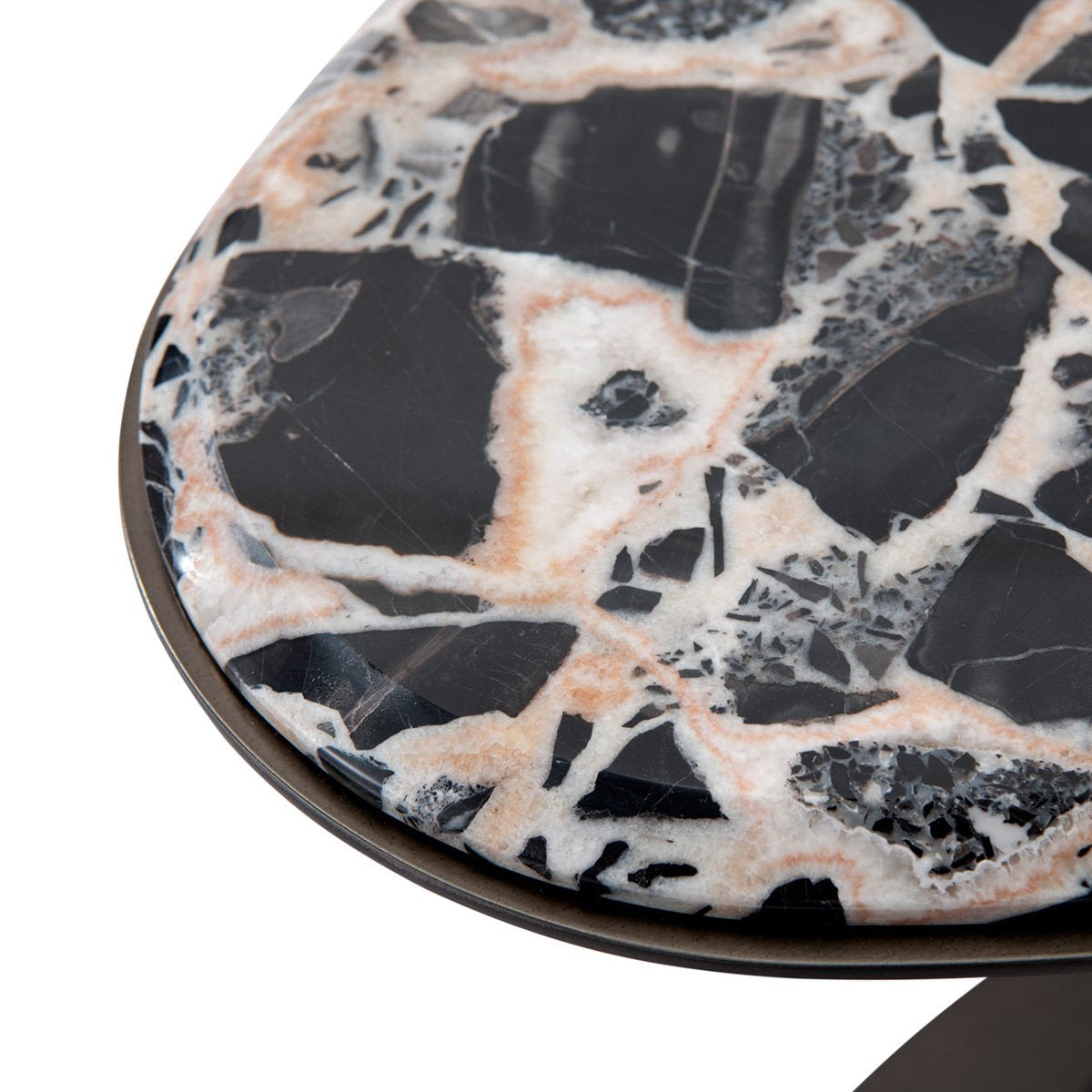 Maison Debrah Lille side table in Bvlgari black marble with brushed black nickel frame — view 4