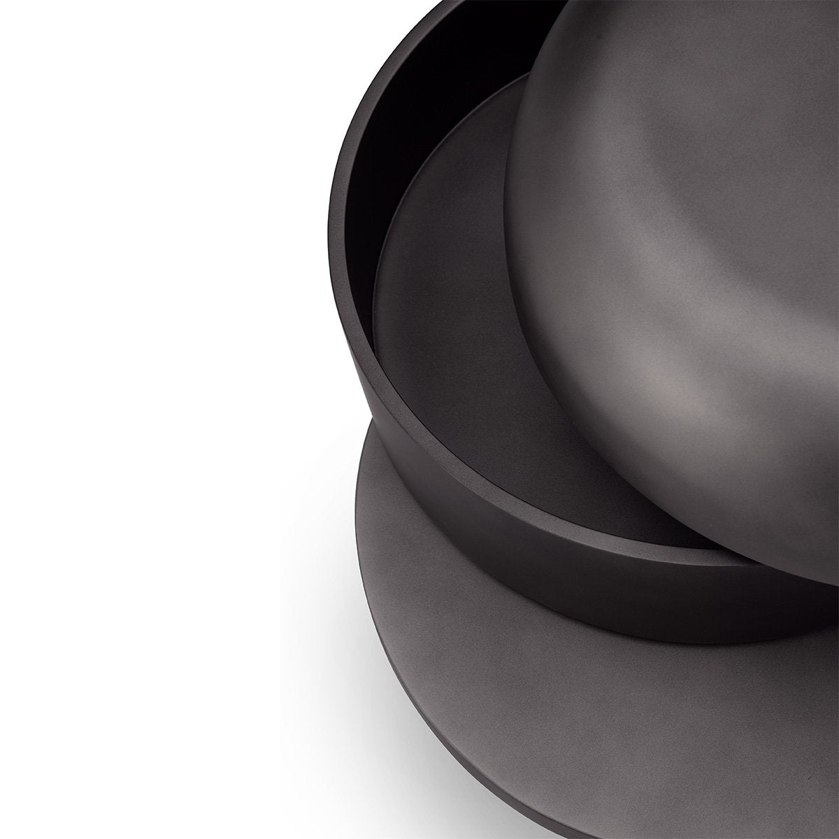 Maison Debrah Halden round grey lacquered side table with two rotating top tiers — view 3