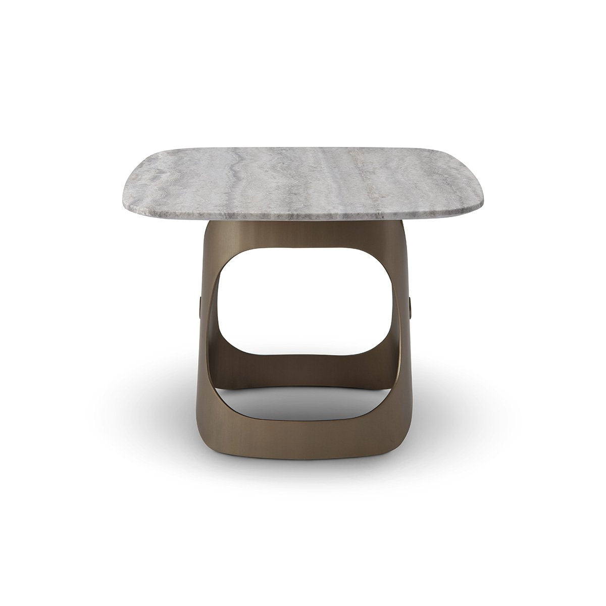 Maison Debrah Tromso silver grey marble side table on a sculpted brass base