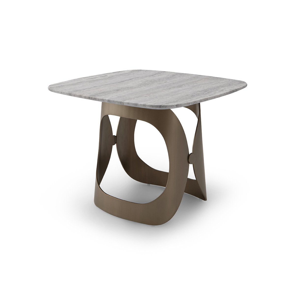 Maison Debrah Tromso silver grey marble side table on a sculpted brass base — view 2