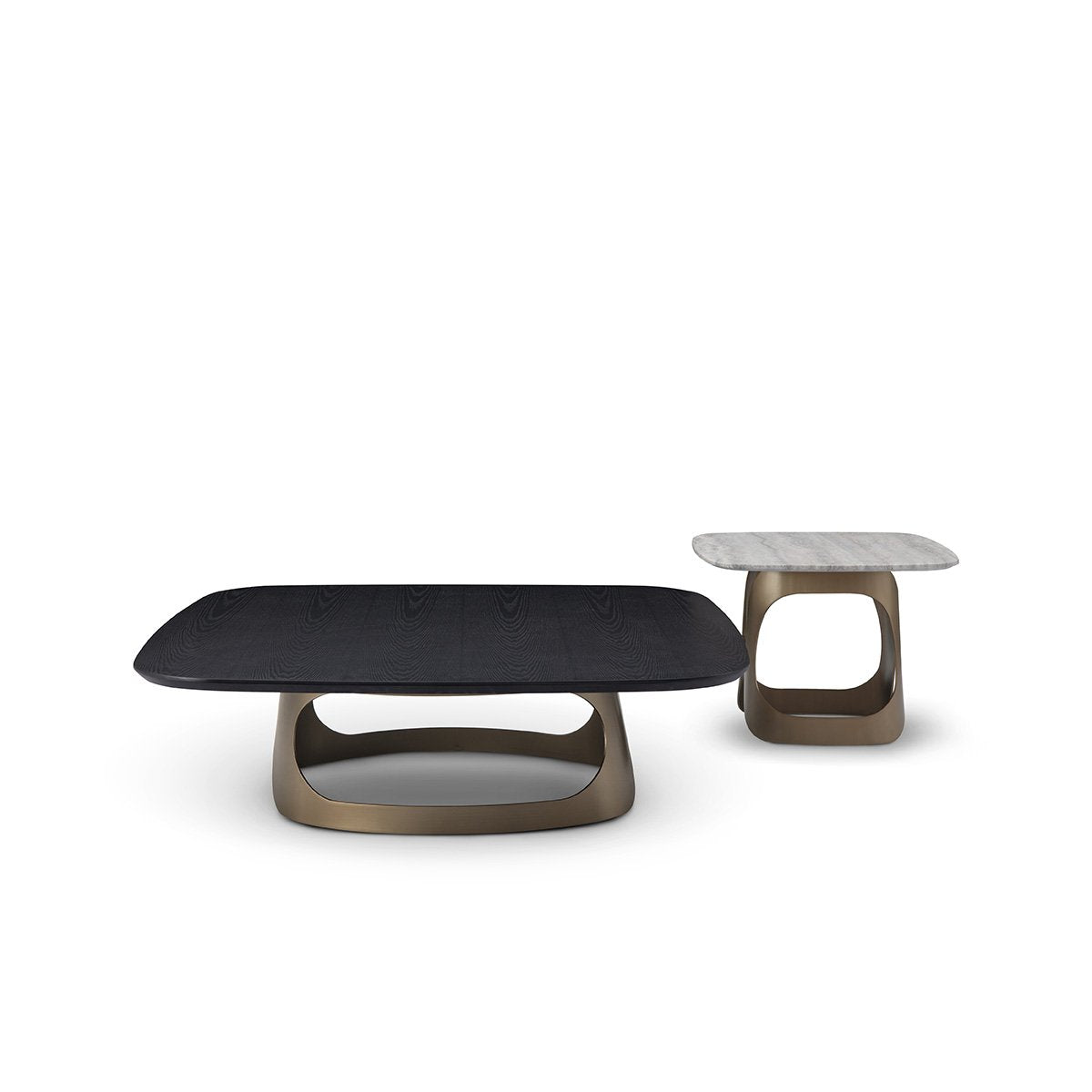 Maison Debrah Tromso silver grey marble side table on a sculpted brass base — view 4