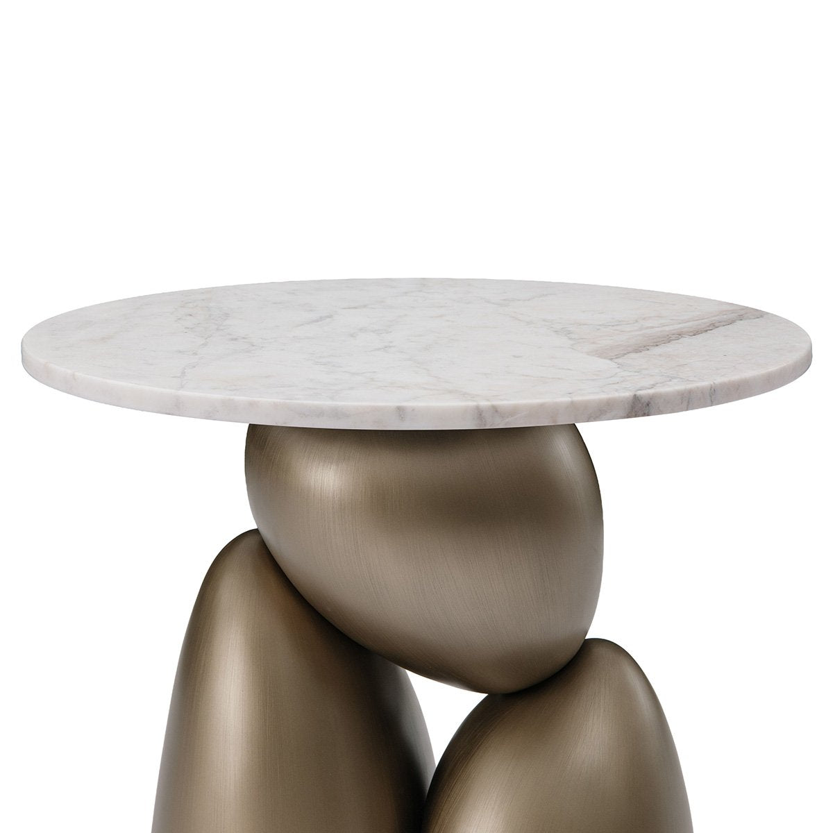 Galettre Round Candaglia Marble Side Table with Brass Pebble Legs, Maison Debrah, , ,