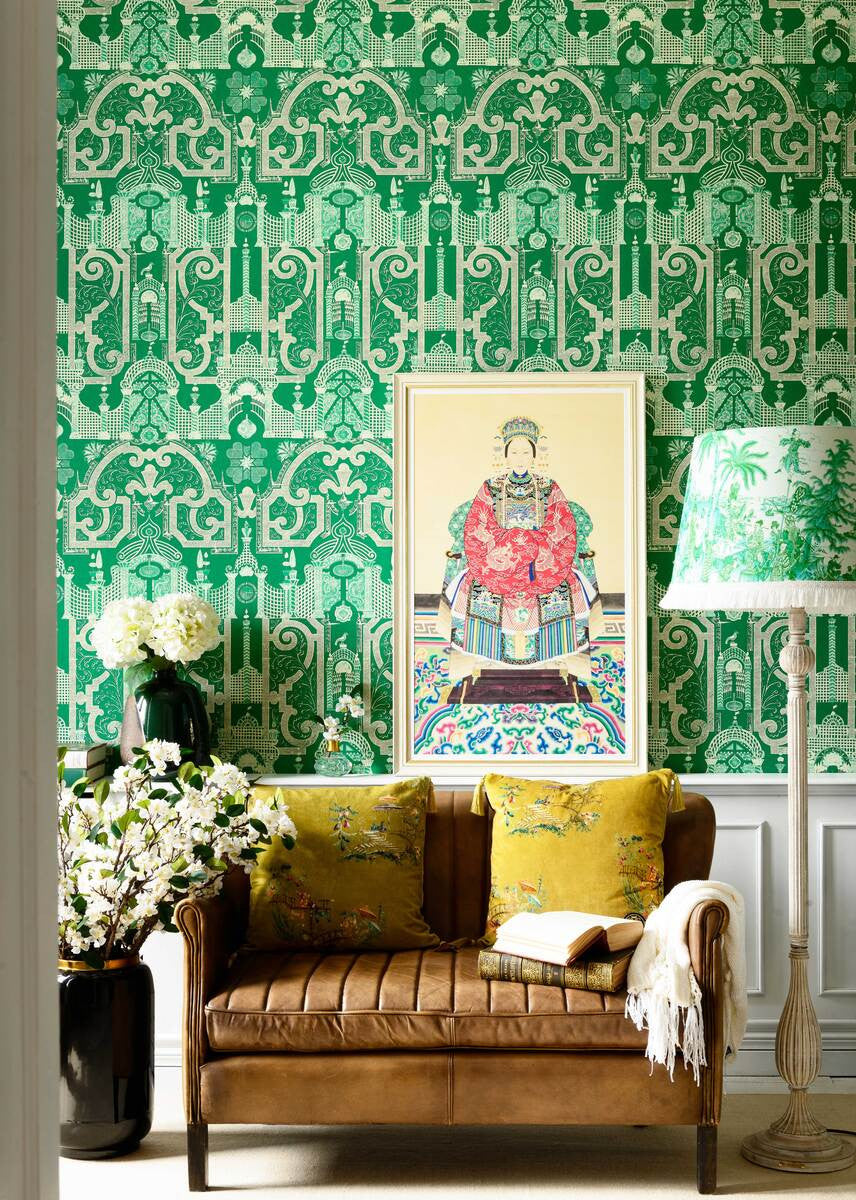 Emperor's Labyrinth Wallpaper, Cocolea Natty & Polly, Green, Per roll (52 cm × 9 m),