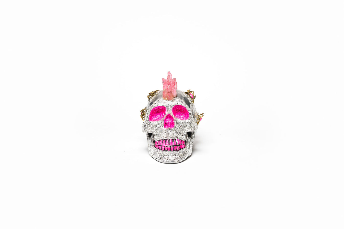 Mr Pinky by Cristian Constantin - LED light up Swarovski & Quartz Skull Sculpture, Cocolea, , ,