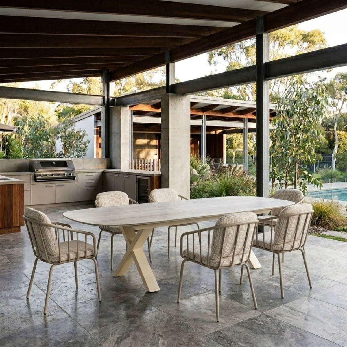Alba Outdoor Extension Dining Table – Mocha by Satara – view 3