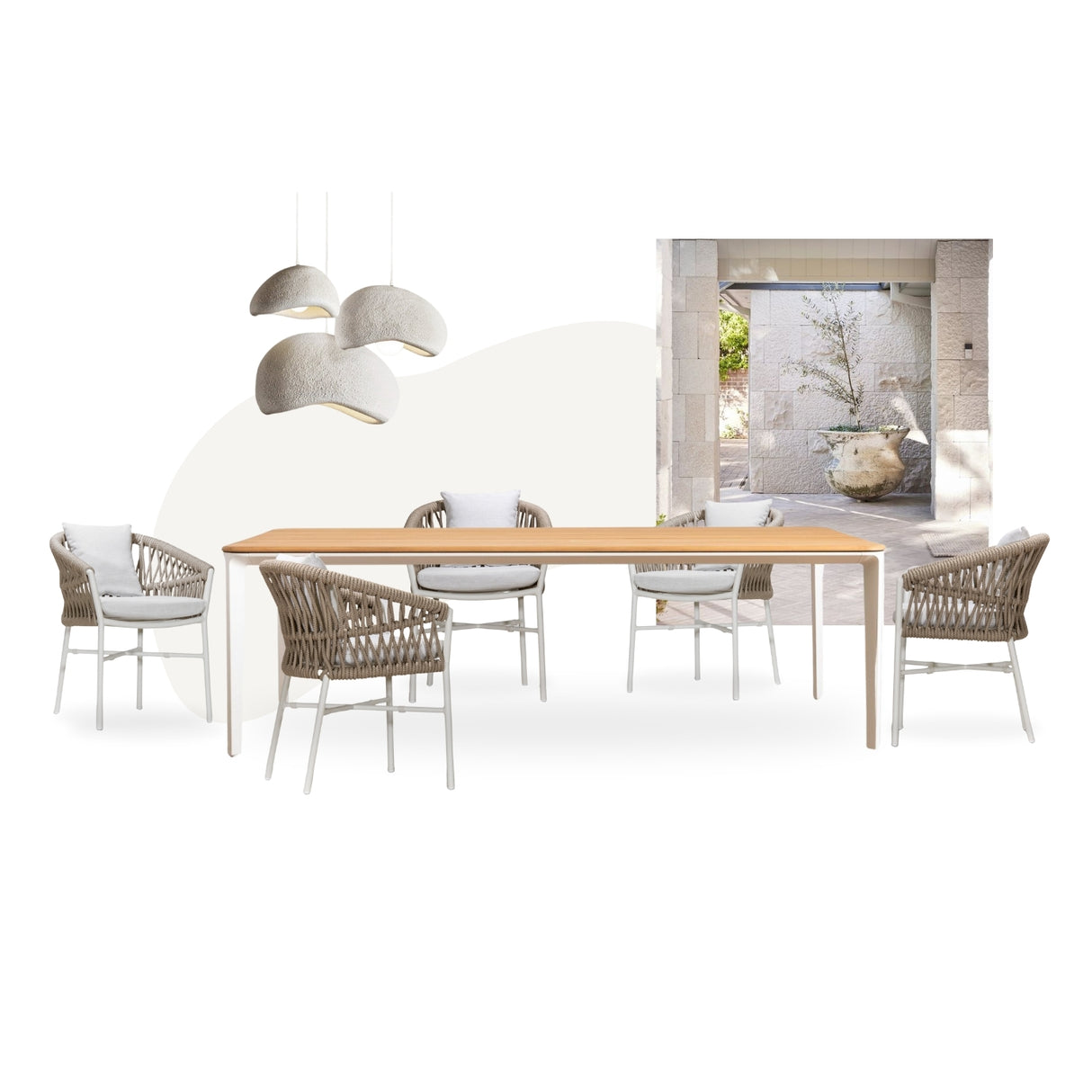 Marco Dining Table + Mila Armchair - White, Cocolea, , ,