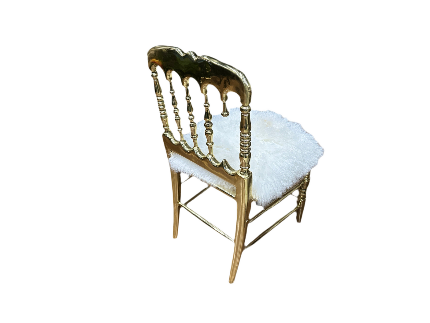 Mongolian Fur Dressing Chair in Brass Frame, Cocolea, , ,