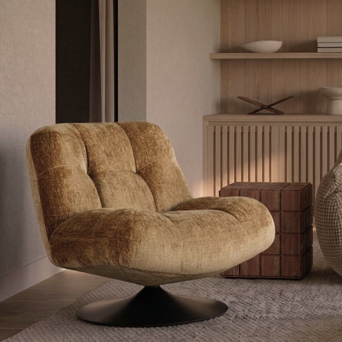 Arnie Swivel Chair – Carson Fennel by Satara – view 2