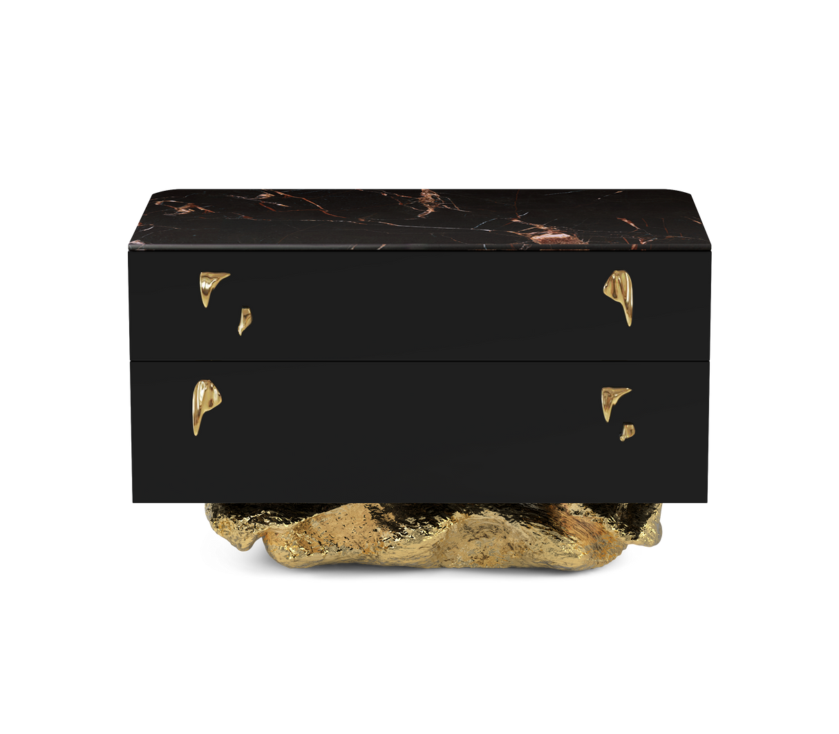 Incanto Nero Marble & Gold Sculptural Bedside Table, Cocolea, , ,